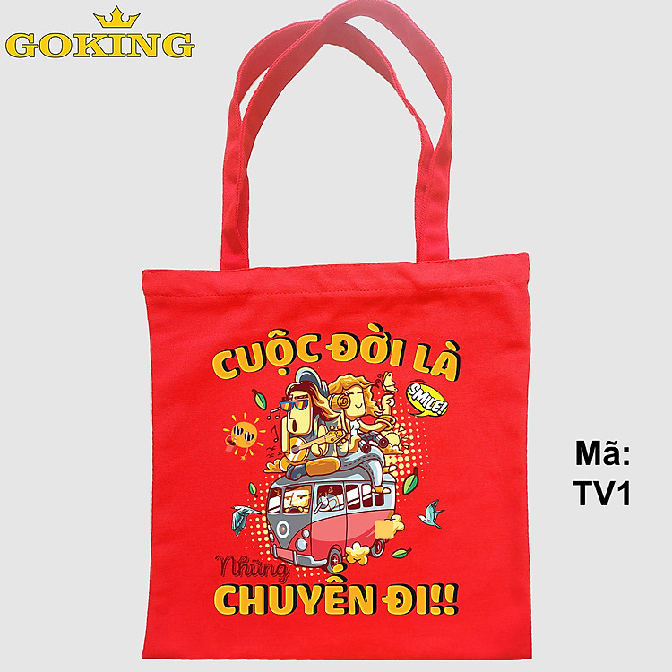 Túi xách CUỘC ĐỜI LÀ NHỮNG CHUYẾN ĐI, mã TV1. Quà tặng cao cấp cho gia đình, nam nữ cặp đôi, hội nhóm, doanh nghiệp