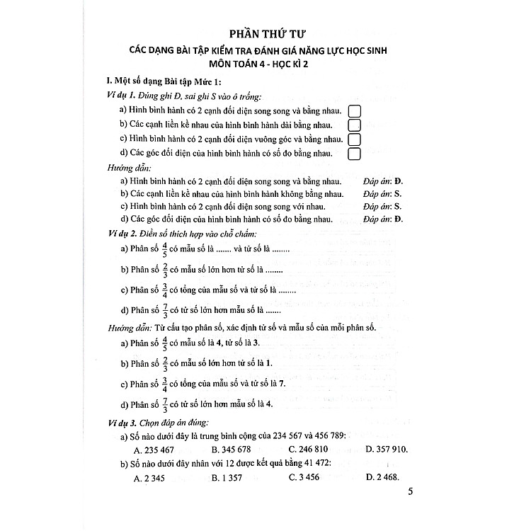 Kiểm Tra, Đánh Giá Năng Lực Học Sinh Lớp 4 - Môn Toán - Học Kì 2 - Ảnh 5