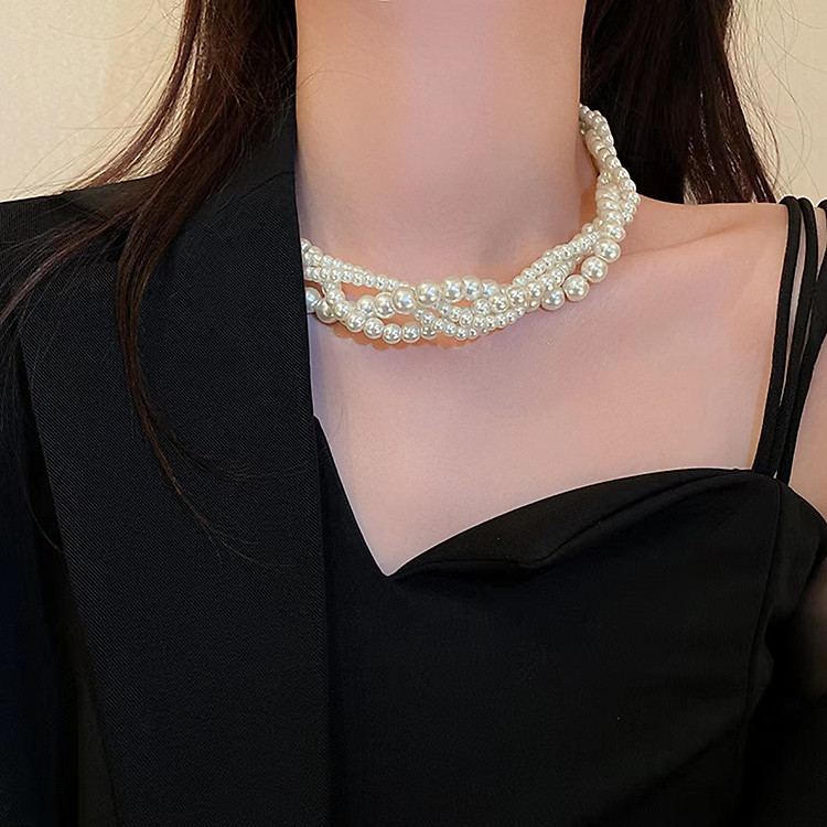Dây chuyền vòng cổ ngọc trai nhiều lớp sang chảnh khí chất tiểu thư Hàn Quốc