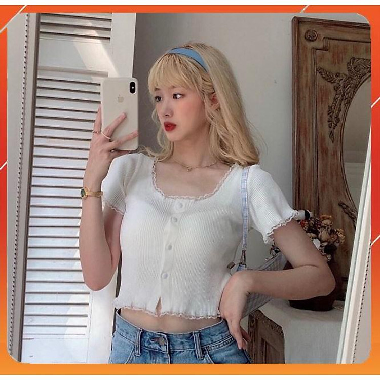 ÁO CROPTOP KIỂU PHỐI REN THUN GÂN hàng loại 1, form ôm body chuẩn