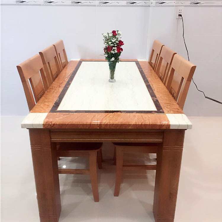 Bộ Bàn ăn gỗ sồi mặt đá Granite 1m4