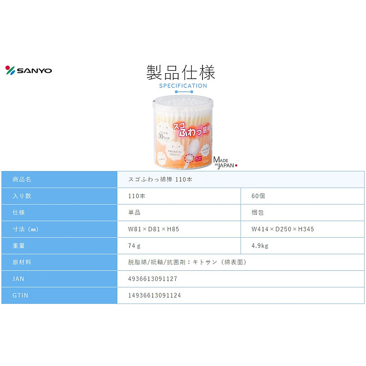 Mua Combo 110 tăm bông Sanyo và dụng cụ rửa Chính hãng Ưu đãi - Hình ảnh 2