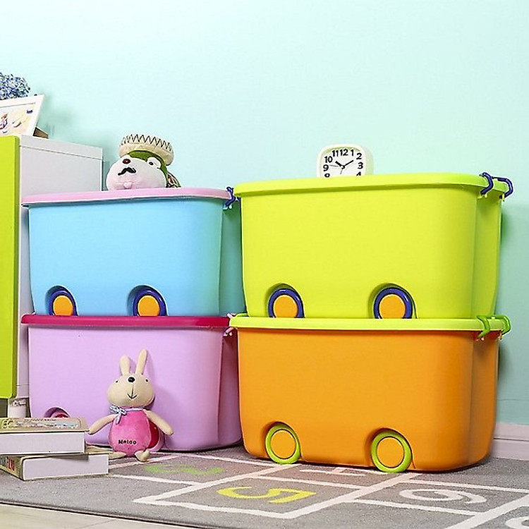 Thùng nhựa đựng đồ có bánh xe Hình ÔTô - ngẫu nhiên