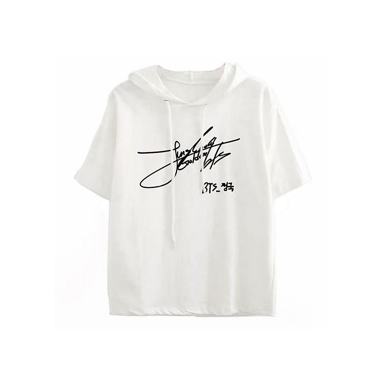 Áo Thun Tay Lỡ Có Mũ Chữ Kí Jungkook 97 BTS