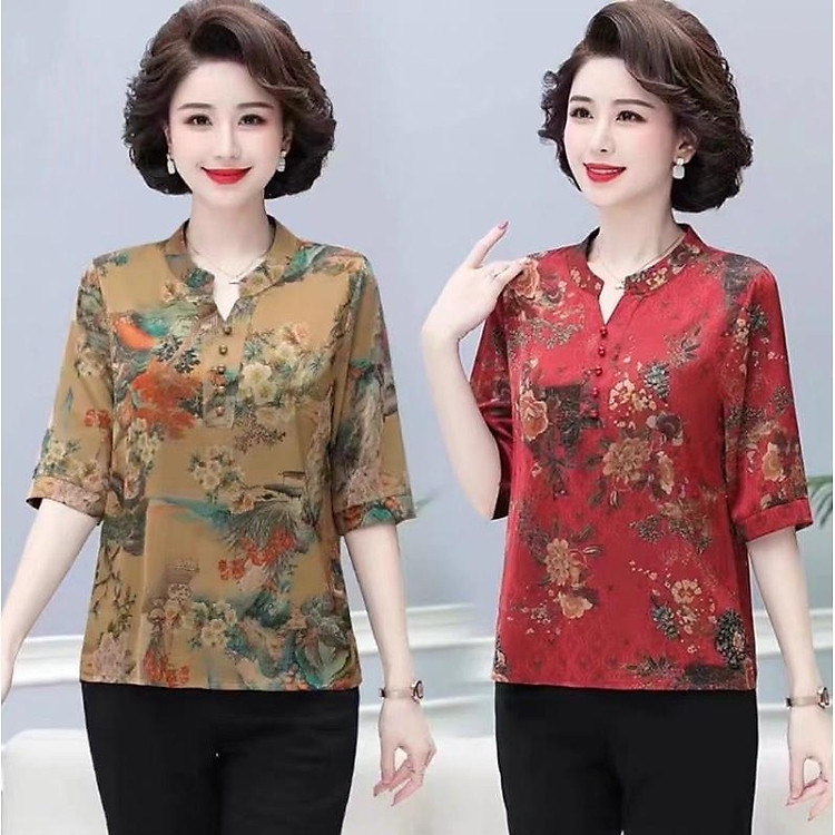 Áo sơ mi nữ trung niên, áo kiểu cho phụ nữ trung niên hàng quảng châu cao cấp