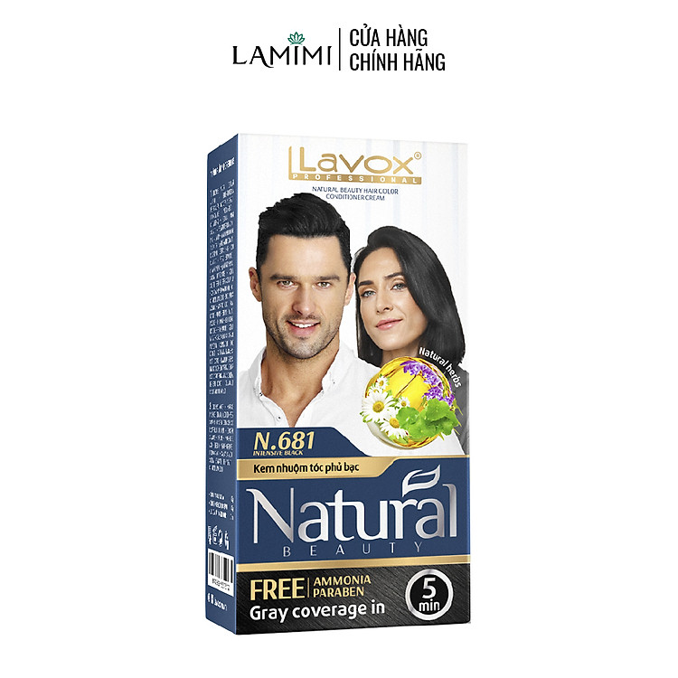 Kem Nhuộm Phủ Bạc Tóc Natural Siêu Dưỡng Lavox 40gx2