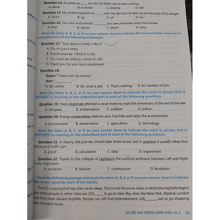 30 Đề Thi Tiếng Anh Vào 10 - Ảnh 5