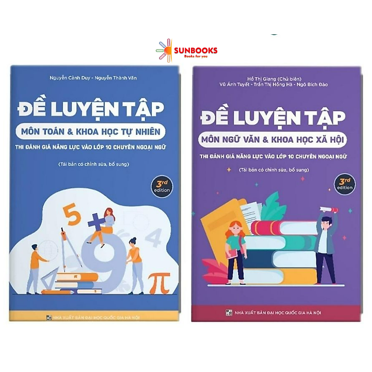 Bộ sách Đề Luyện Tập Thi Đánh Giá Năng Lực Vào Lớp 10 Chuyên Ngoại Ngữ Môn Toán - Ngữ Văn (Combo 2 cuốn)
