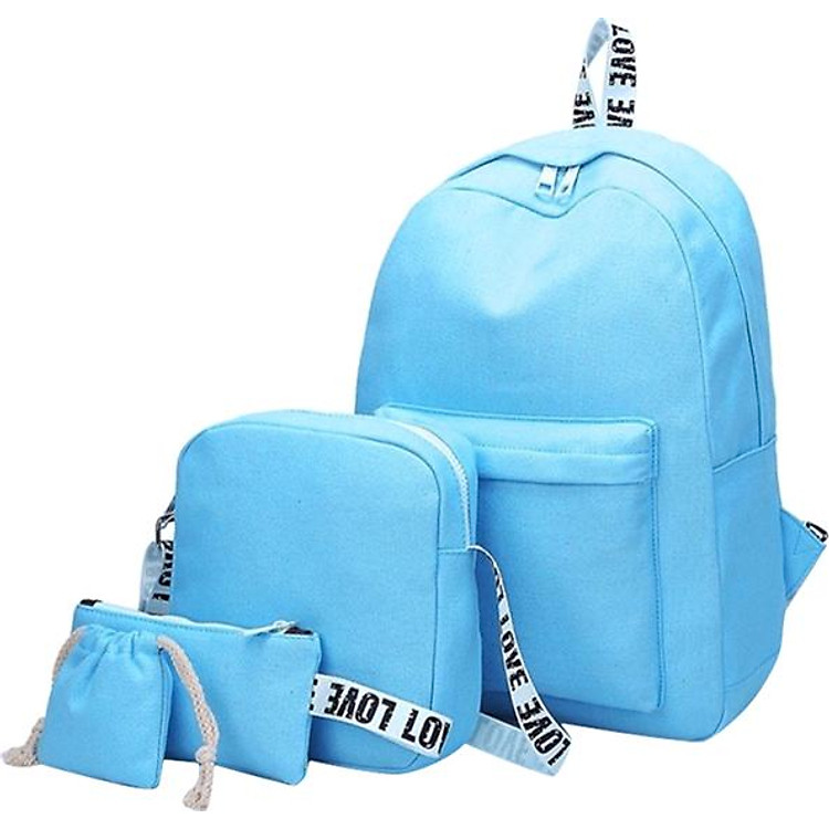 Combo Balo + Túi Đeo Chéo + Ví Cầm Tay + Túi Nhỏ Nữ Fortune Mouse KQ400-BLUE - Xanh Nhạt