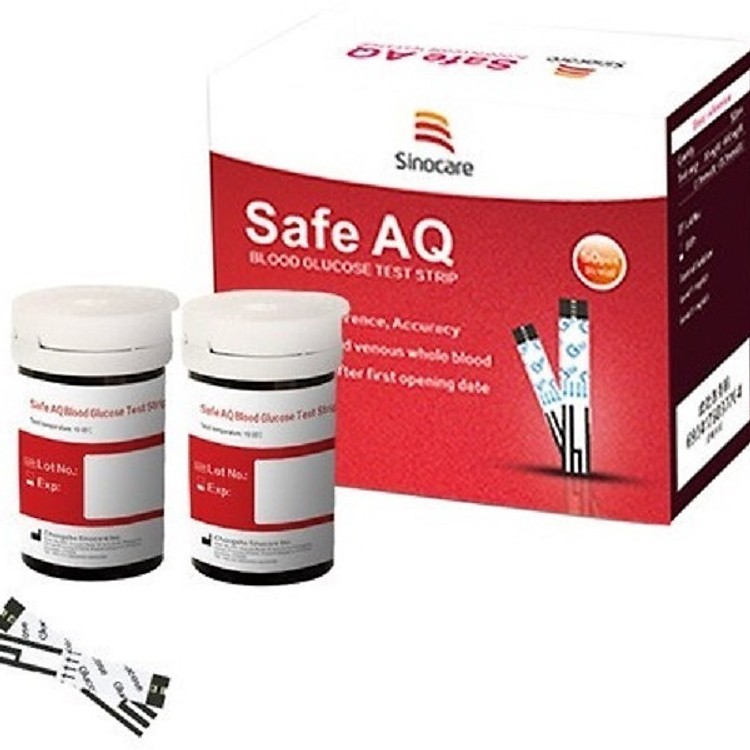 Combo hộp 50 que thử đường huyết và 50 kim lấy máu cho máy đo đường huyết Sinocare Safe AQ