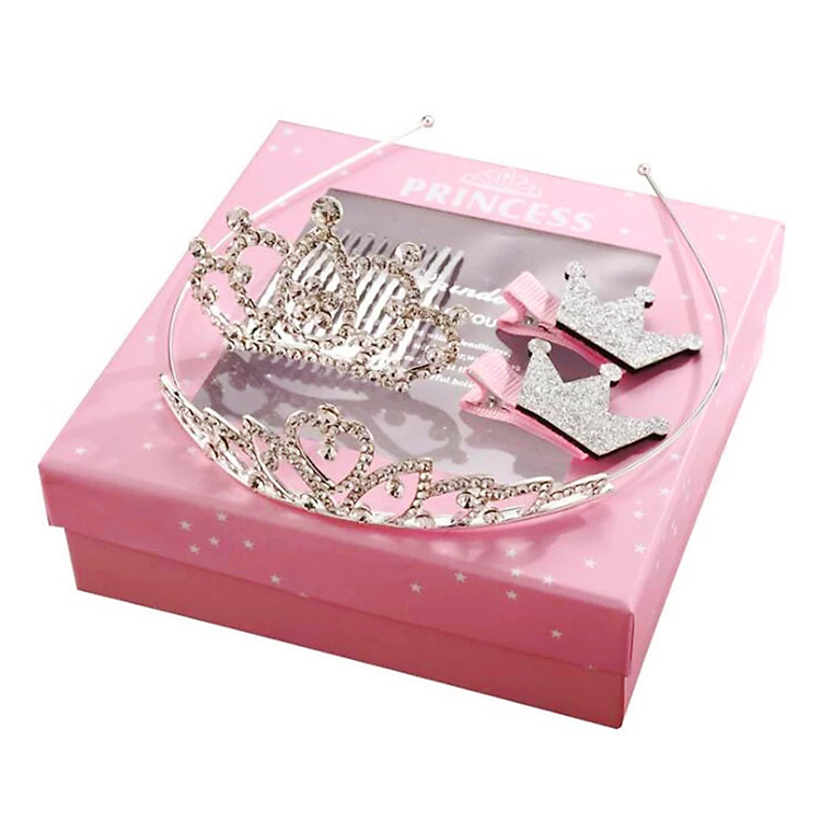 Set vương miện cài tóc đính đá lấp lánh 4 chi tiết cho bé gái (4pcs) – P054