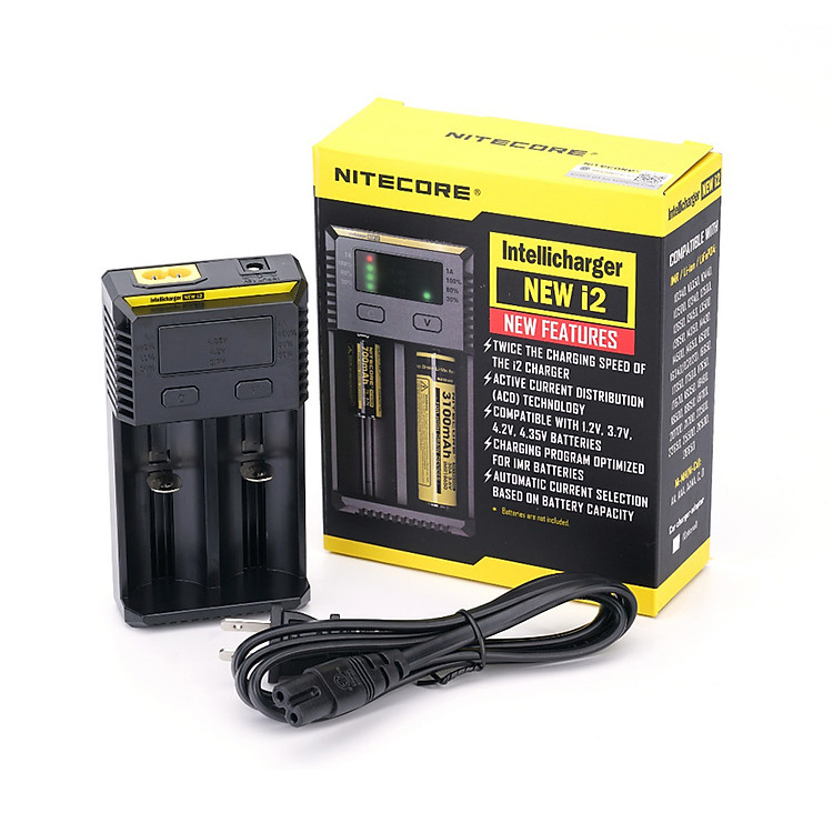 Sạc pin cao cấp Nitecore New i2 cho pin 18650, 26650, AA, AAA...