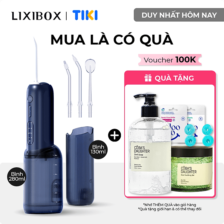 Máy Tăm Nước 2 Bình Thay Thế Halio UltraClean Express Hydro Floss Phiên Bản Nâng Cấp Dành Cho Răng Niềng