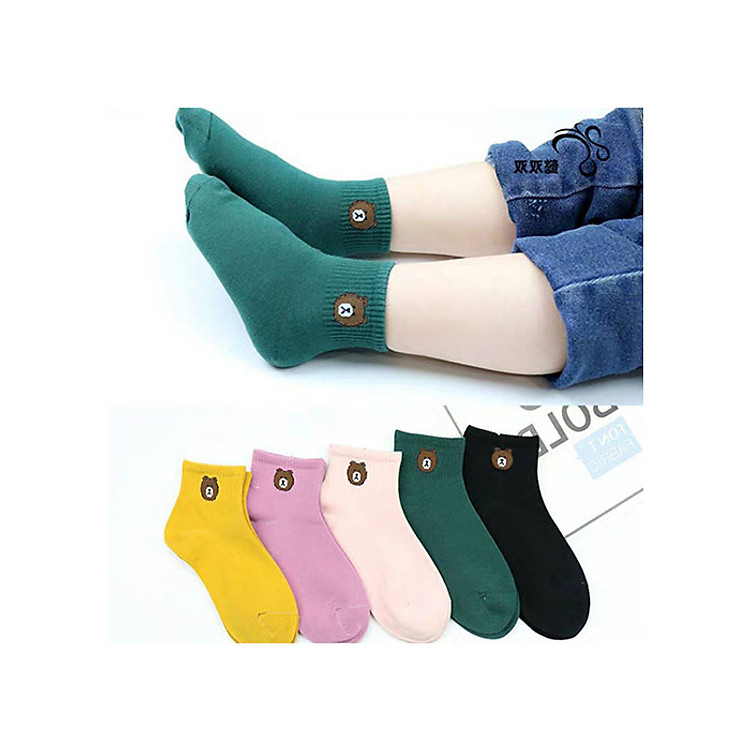 Combo 10 đôi tất trẻ em tất gấu cổ ngắn