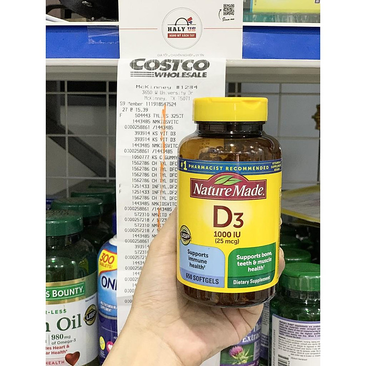 Dành Cho Nature Made Vitamin D3 1000 IU chai 650 viên