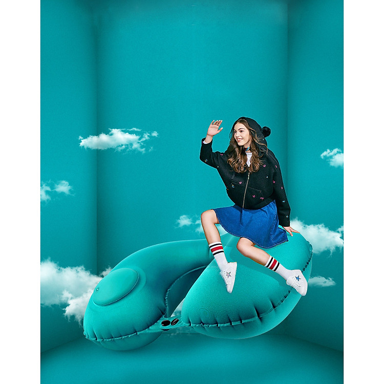 Gối hơi du lịch đỡ cổ tự bơm - GD138