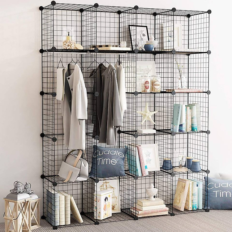 TỦ LƯỚI SẮT LẮP GHÉP ĐA NĂNG CAO CẤP 20 Ô - ĐEN