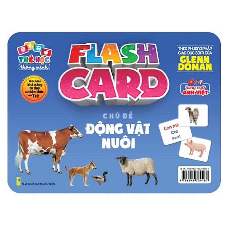 Flash card Theo phương pháp giáo dục sớm của Glenn Doman – Thẻ học thông minh (song ngữ Anh Việt) - Chủ đề: Động vật nuôi