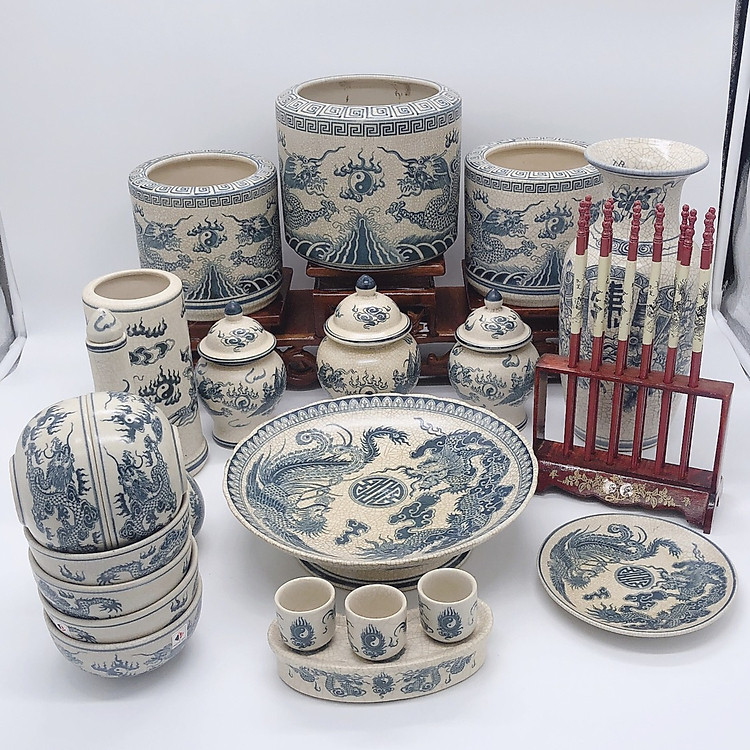 Bộ đồ thờ gia tiên men rạn 20 món