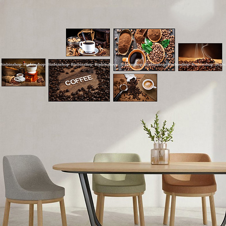 (HCM) Bộ 6 khung ảnh treo tường trang trí decor quán cà phê, giải khát kèm đinh treo 84/