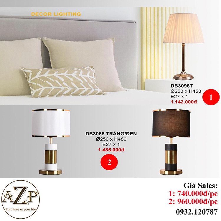 AZP - ĐÈN ĐỨNG / ĐÈN TRANG TRÍ / ĐÈN PHÒNG KHÁCH AZP-DB3068 / DB2096T phong cách đương đại, hàng nhập khẩu AZP