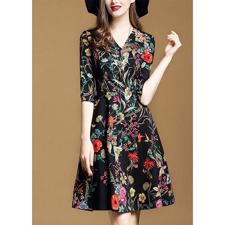 Đầm Hoa Xòe Tay Lỡ S265057