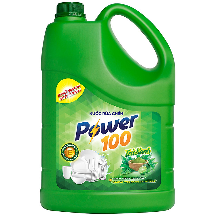 Nước Rửa Chén POWER100 Trà Xanh 3.5KG