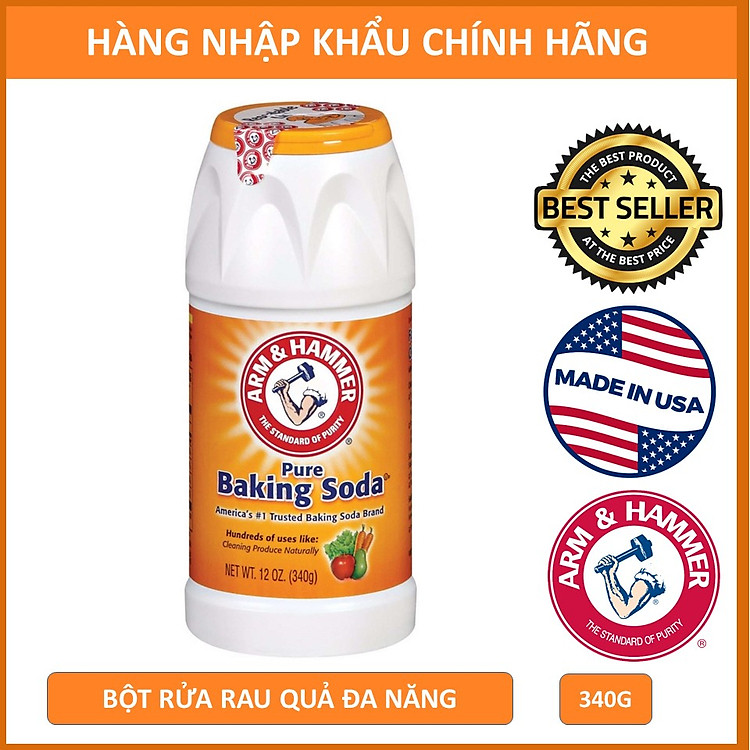 Bột Rửa Rau Quả Đa Năng Baking Soda Arm&Hammer Pure Baking Soda 340g/hủ