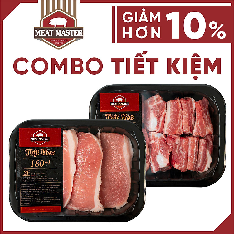 Combo Heo tiết kiệm Cốt lết - Sườn non Meat Master ( 400 G ) - Giao nhanh