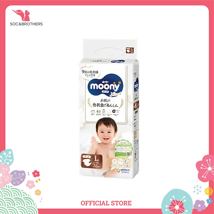 Bỉm dán cao cấp Moony Natural Organic size L38 -1905