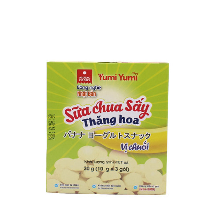 Sữa chua sấy Yumi Yumi vị chuối hộp 30 g (10 g x 3 gói)