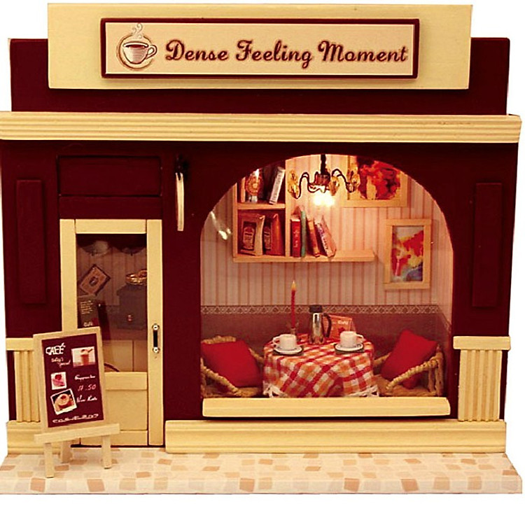 Nhà búp bê Ngôi nhà thu nhỏ lắp ghép Tiệm cafe