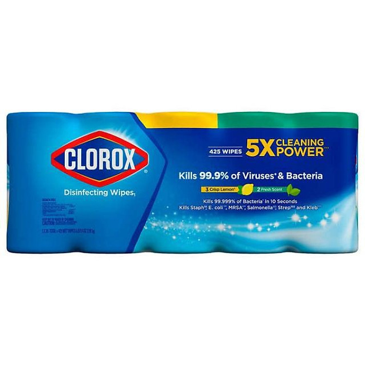 Lốc Khăn Giấy Ướt Clorox Diệt Khuẩn Khử Trùng Clorox Disinfecting Wipes Variety 85x5 Miếng Lốc 5 Hộp