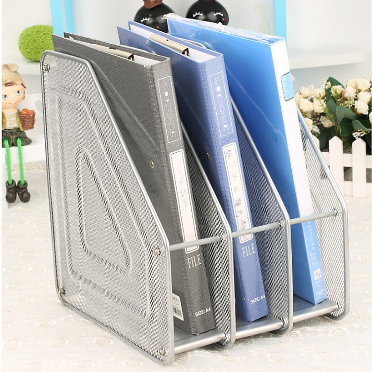 Khay đứng để hồ sơ, tài liệu văn phòng đa năng dạng đan lưới kim loại vô cùng chắc chắn bền đẹp - 3 NGĂN (giao màu ngẫu nhiên)