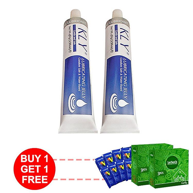 Bộ 2 chai Gel bôi trơn KLY (42gram) - Tặng 2 hộp BCS Tâm Thiện Chí Family (hộp 3 cái) và 10 gói gel VIP