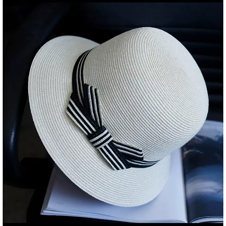 Mũ Rộng Vành Đi Biển Chống Nắng UV - Nón Rộng Vành Nơ Sọc Chất Liệu Cói Thoáng Mát Thời Trang Hàn Quốc dona26020101