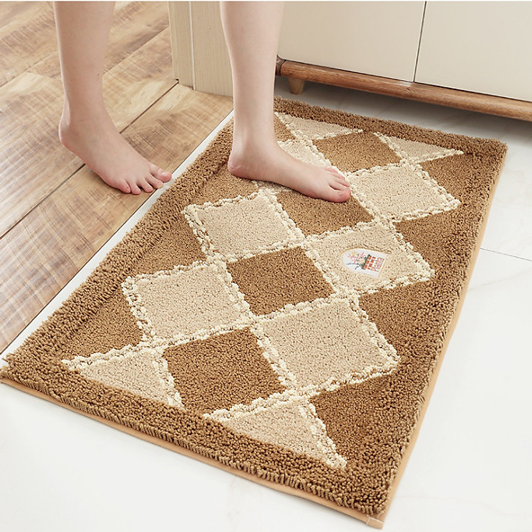 Thảm chùi chân caro chéo siêu êm, thảm phòng khách - TLC07
