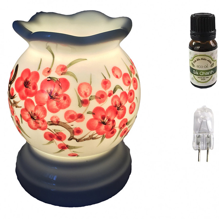 Combo tinh dầu sả chanh Eco oil 10ml cùng đèn xông tinh dầu MNB14 và 1 bóng đèn