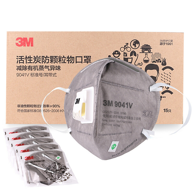 Khẩu Trang Hữu Cơ Than Hoạt Tính Có Ống Thở 3M 9042V (Hộp 15 Cái)