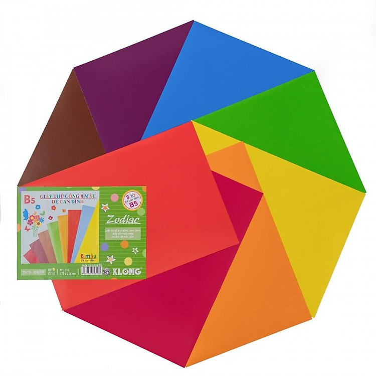 Giấy thủ công dính decan B5 (8 màu) - Ảnh 2