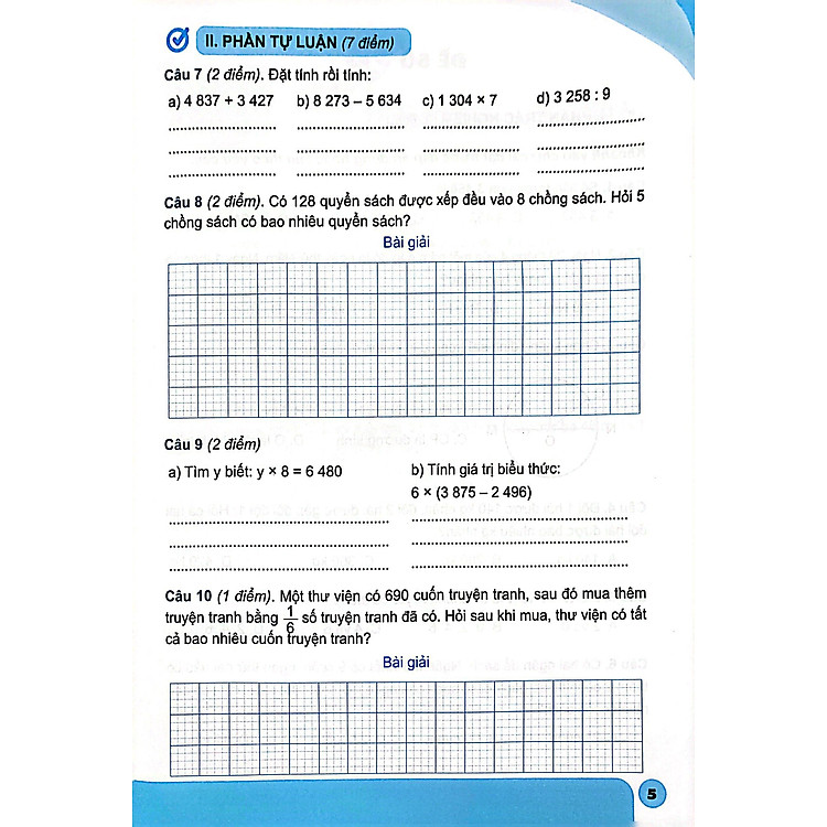 Bộ Đề Kiểm Tra Toán Lớp 3 - Tập 2 - Ảnh 6