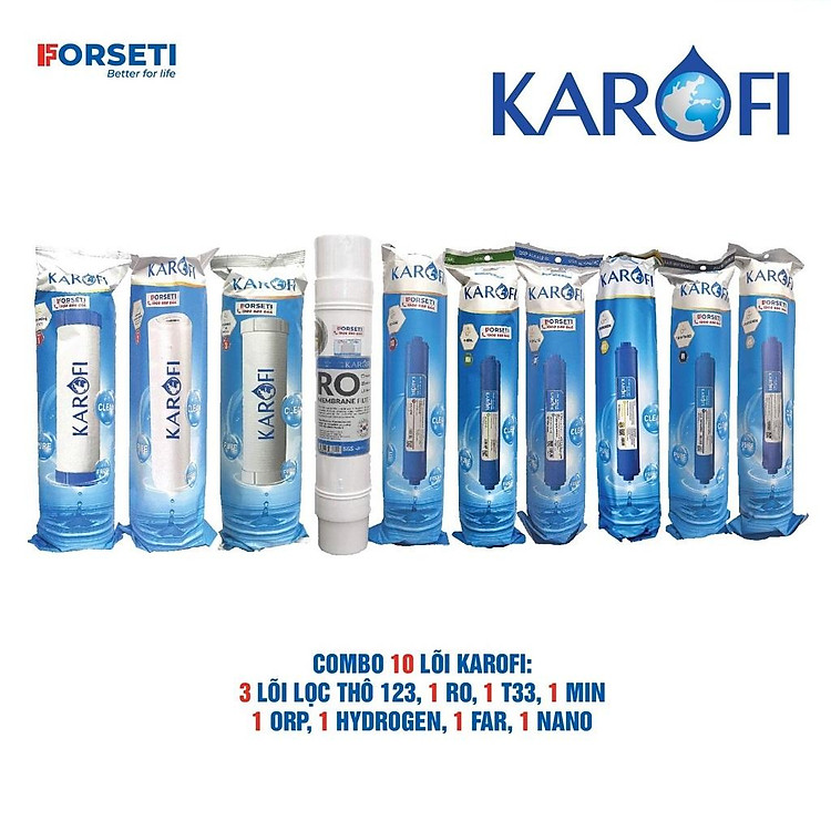 Combo 10 lõi lọc nước Karofi cho máy lọc nước Optimus Plus O-P1310 - Hàng chính hãng