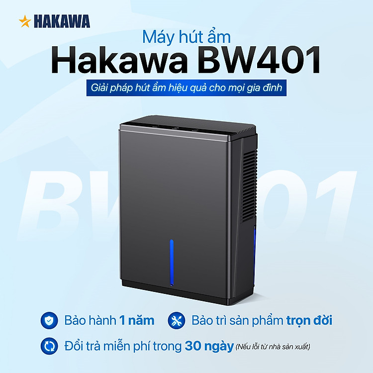 Máy hút ẩm mini Hakawa Airdog BW401 Diện tích sử dụng 15-20m² Hàng chính hãng
