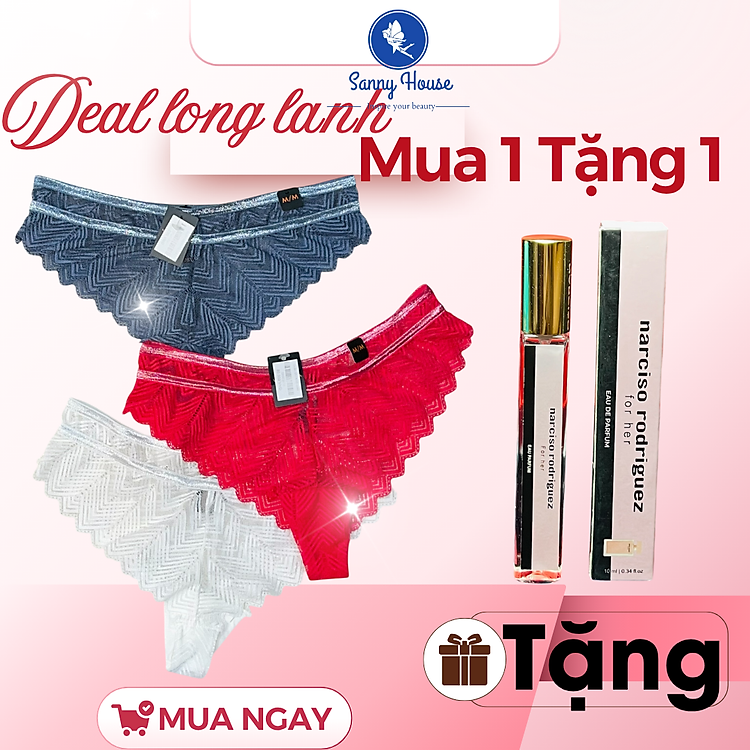 Combo Mix 3 Quần Lót Nữ Cao Cấp Nhiều Mẫu Xinh Xắn Tặng Kèm Nước Hoa Chiết 10ml Chính Hãng