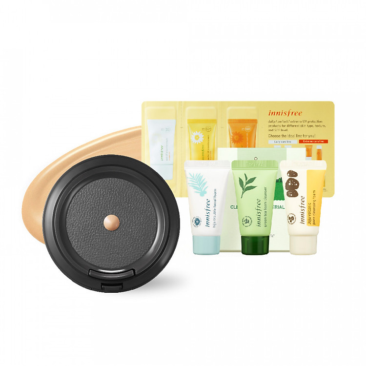 Bộ Sản Phẩm Lõi Phấn Nước Trang Điểm Innisfree My To Go Cushion 2.2 SPF50+ PA++ 13g + Bộ Sữa Rửa Mặt Foam Cleanser 15ml*3 + Bộ Sản Phẩm Chống Nắng 1ml*3