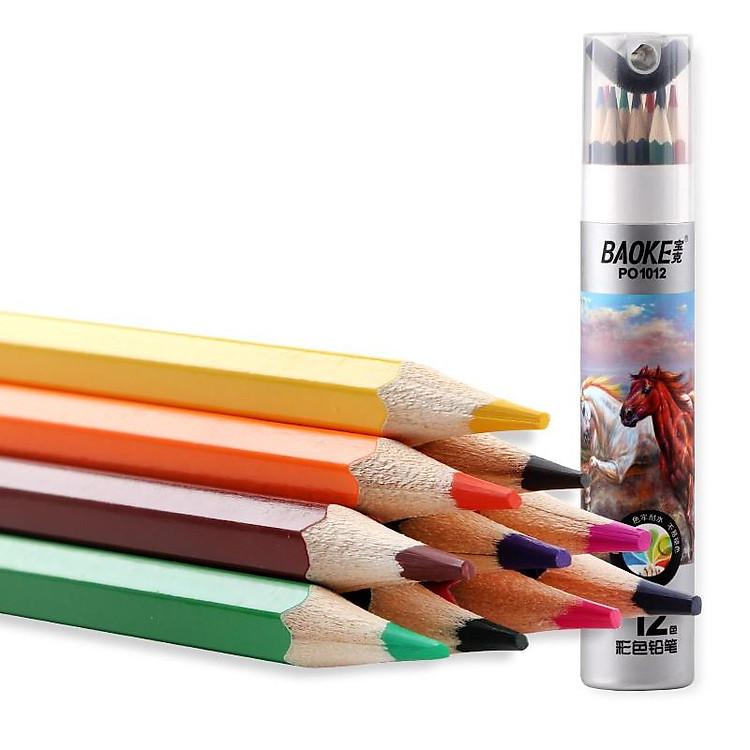 Hộp Bút Chì Màu Gỗ BAOKE PO1012 (12 màu)