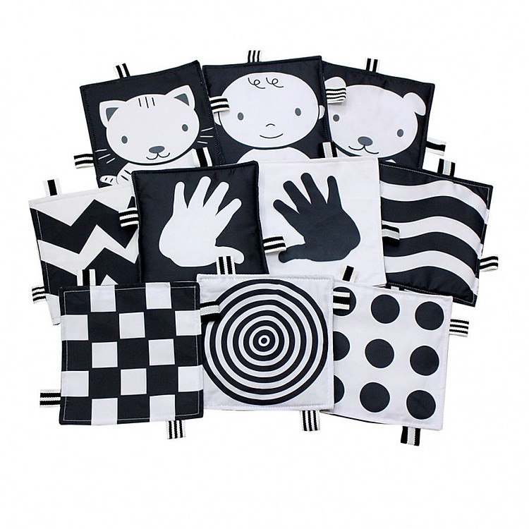 BỘ HỌC LIỆU TRẮNG ĐEN BẰNG VẢI - KÍCH THÍCH GIÁC QUAN - DÀNH CHO BÉ TỪ SƠ SINH