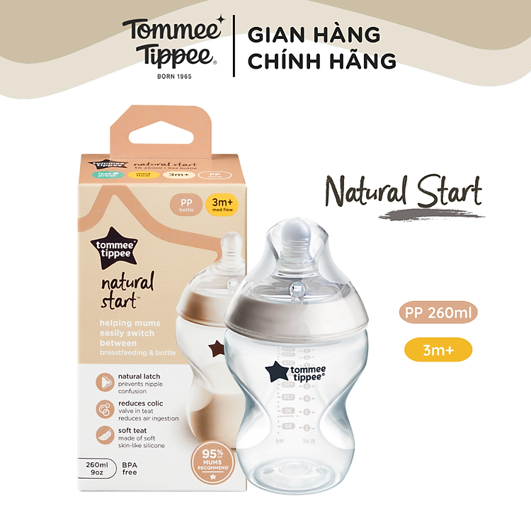 Bình Sữa Tommee Tippee 260ml Tự Nhiên Đảm bảo Ưu đãi