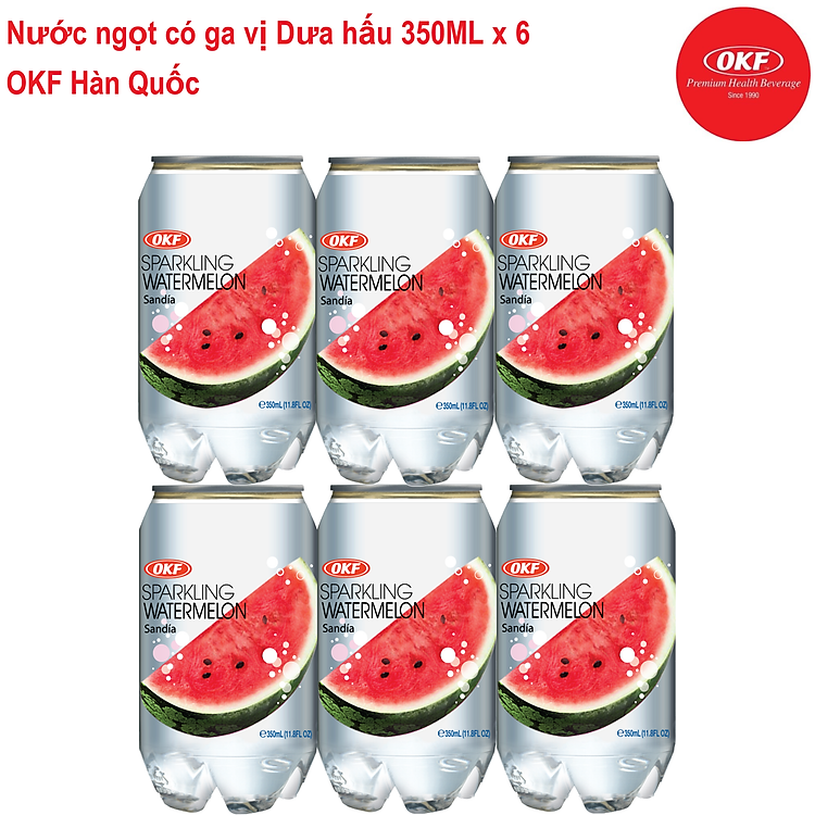 Nước ngọt có ga giải khát vị Dưa hấu (NƯỚC DƯA HẤU CÓ GA) 350ML X 6 CHAI OKF Hàn Quốc