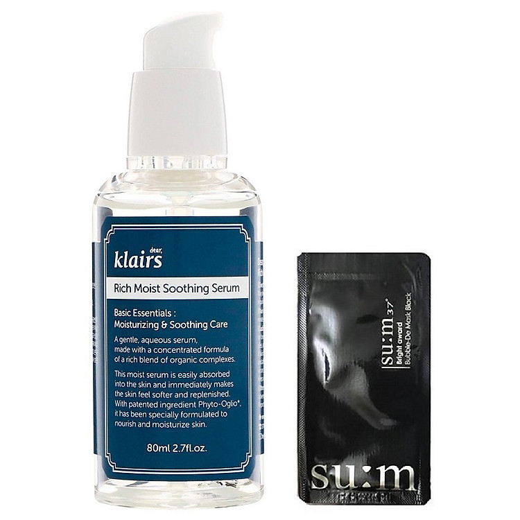 Tinh chất dưỡng ẩm sâu Klairs Rich Moist Soothing Serum + Tặng 1 Mặt Nạ Su:m Đen